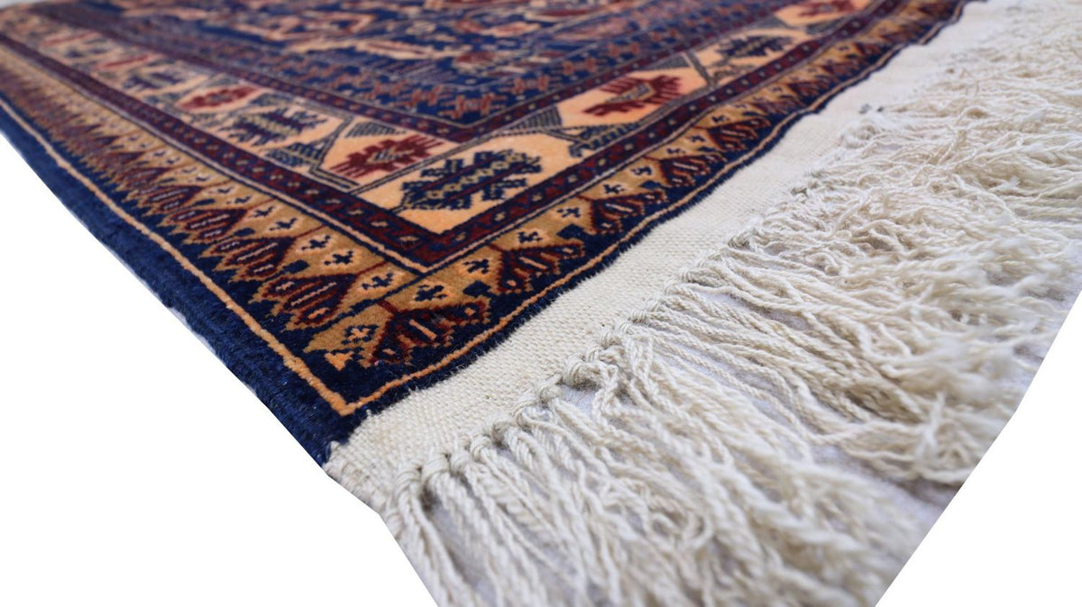 Tapis afghan - 144 x 95 cm - bleu foncé