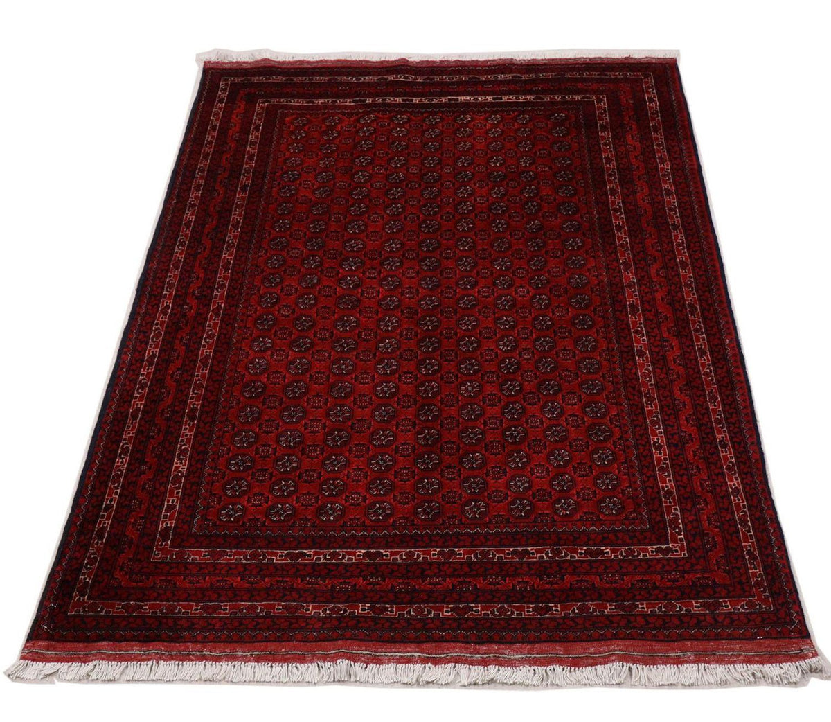 Tapis afghan - 193 x 144 cm - rouge foncé