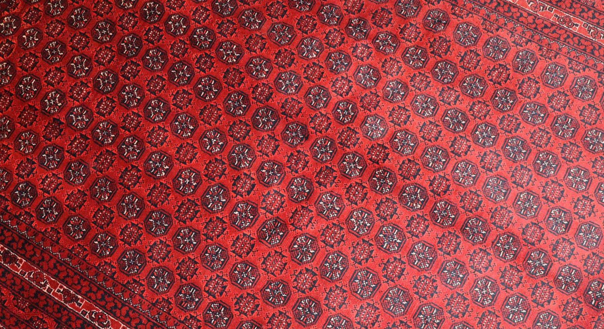 Tapis afghan - 193 x 144 cm - rouge foncé