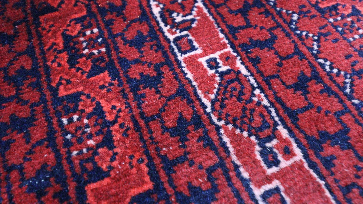 Tapis afghan - 193 x 144 cm - rouge foncé