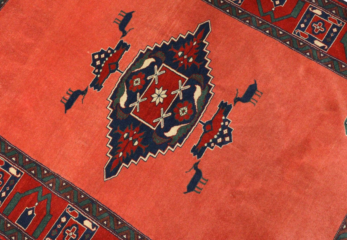 Tapis afghan carré  - 202 x 197 cm - rouge