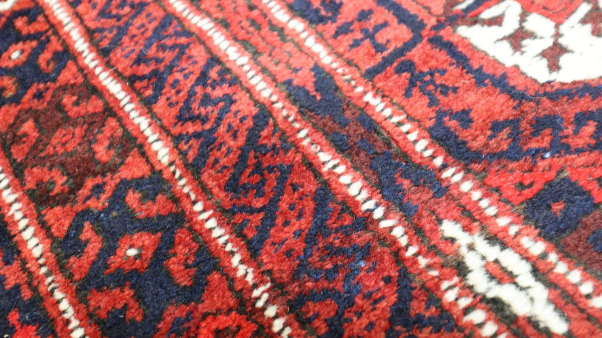 Tapis de couloir Tapis afghan - 229 x 123 cm - rouge foncé