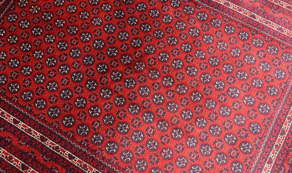 Tapis afghan - 196 x 147 cm - rouge foncé