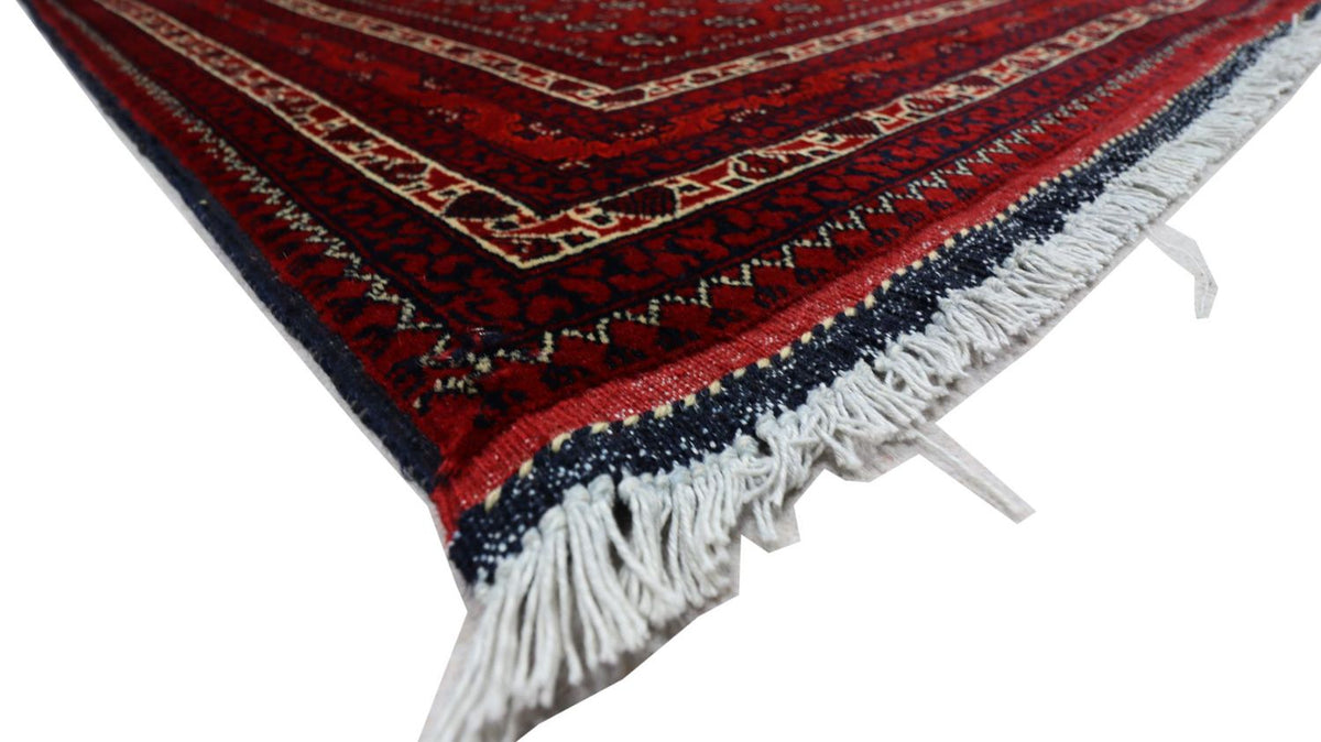 Tapis afghan - 196 x 147 cm - rouge foncé
