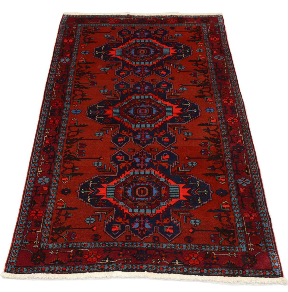 Tapis oriental - 207 x 121 cm - rouge foncé