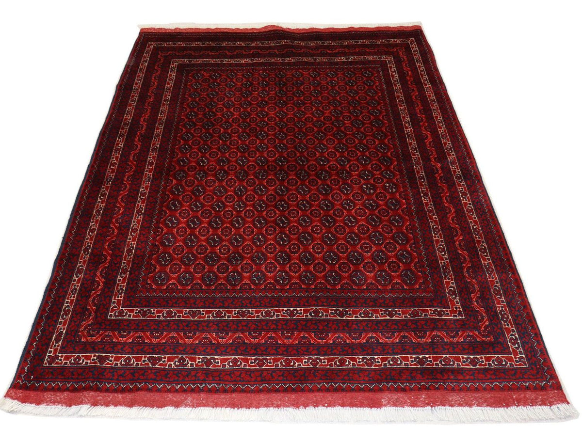 Tapis afghan - 195 x 151 cm - rouge foncé