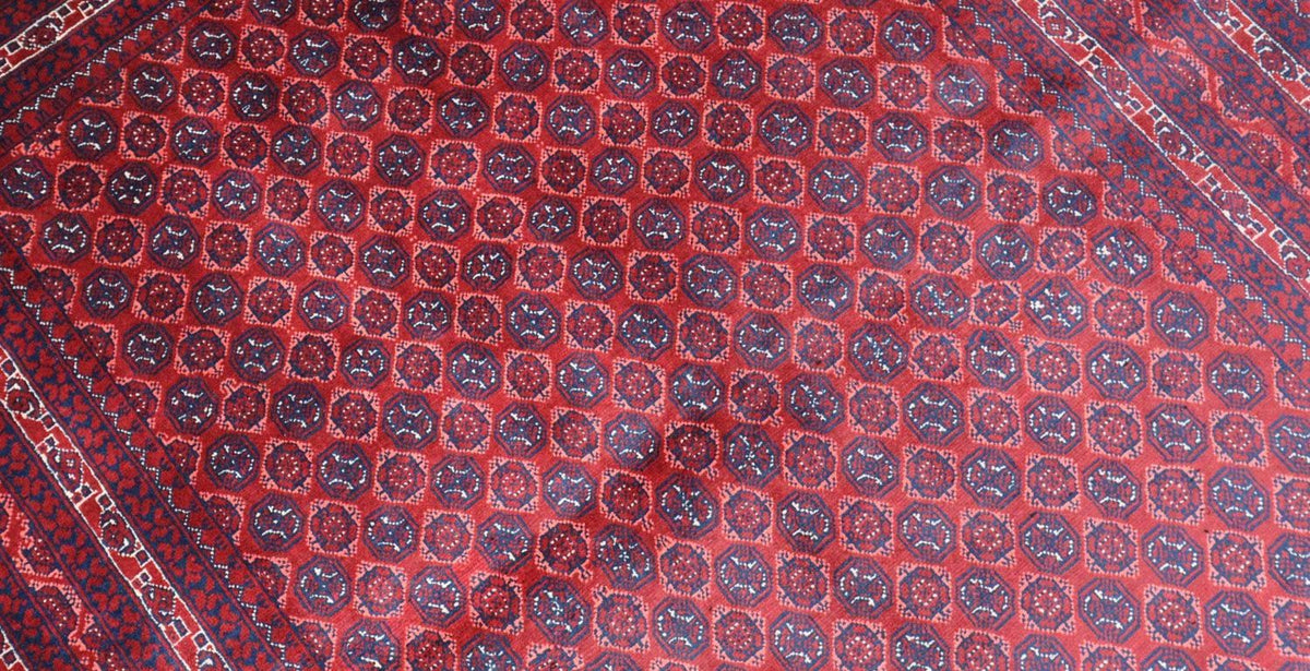 Tapis afghan - 195 x 151 cm - rouge foncé