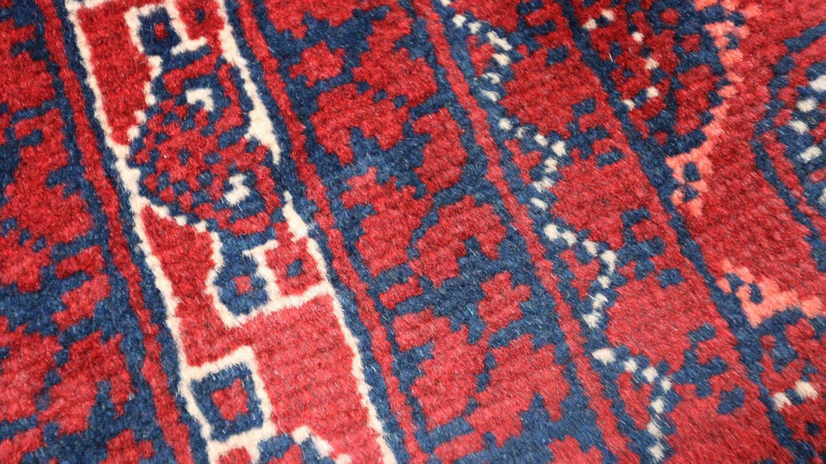 Tapis afghan - 195 x 151 cm - rouge foncé