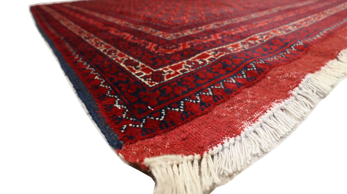 Tapis afghan - 195 x 151 cm - rouge foncé