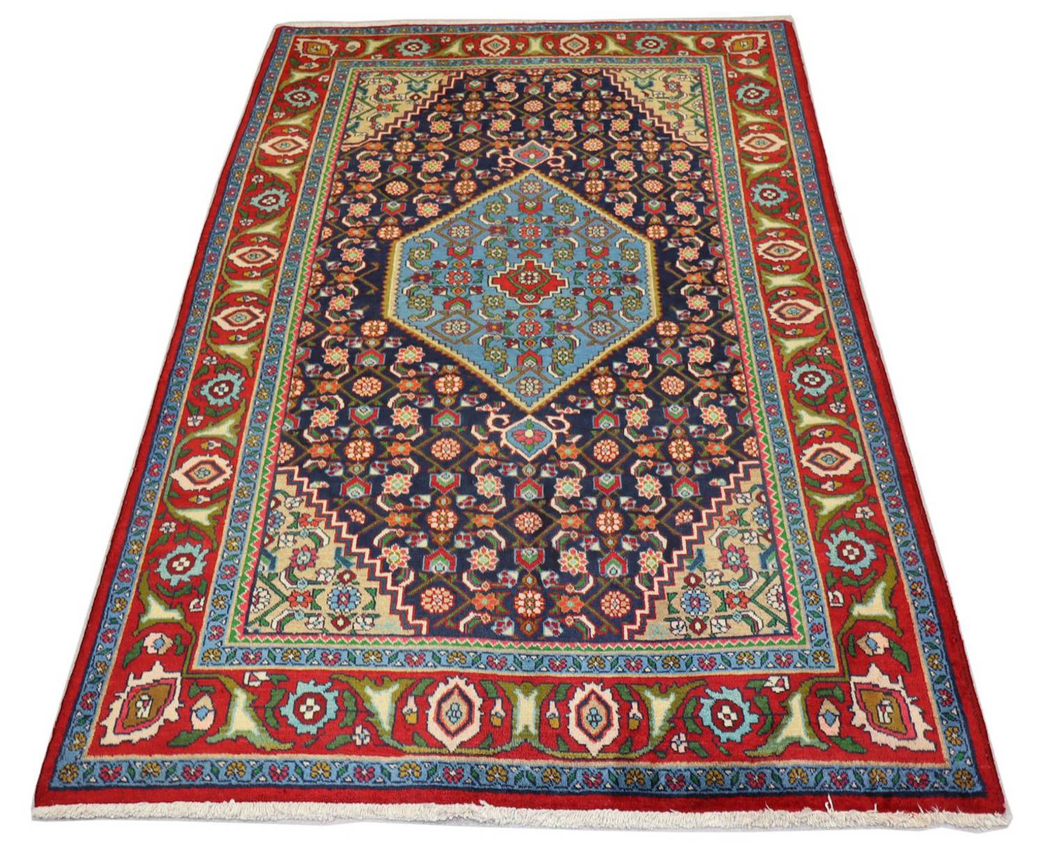 Tapis persan - Nomadic - 203 x 137 cm - bleu foncé