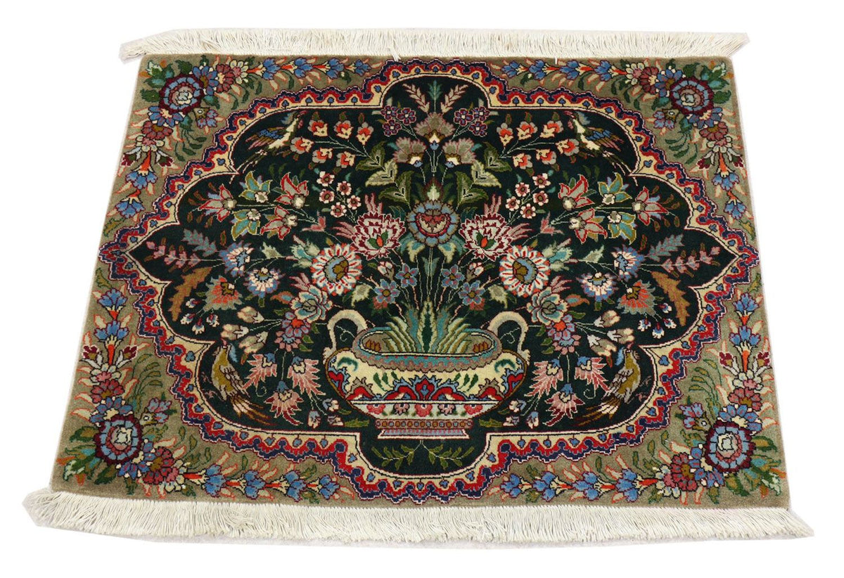 Tapis persan - Tabriz - 92 x 68 cm - bleu foncé