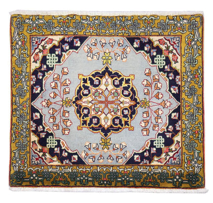 Tapis persan - Ghom carré  - 91 x 78 cm - argent