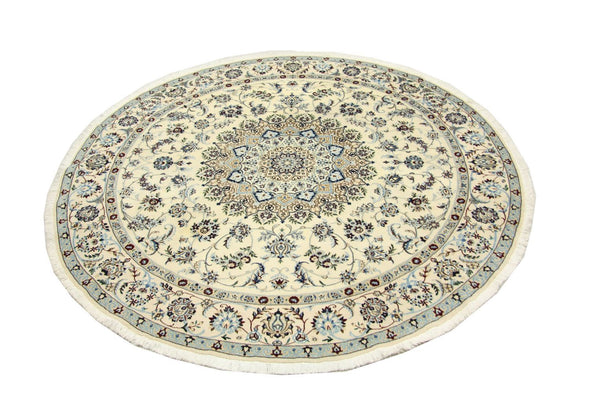 Tapis persan - Nain ronde  - 250 x 250 cm - blanc naturel