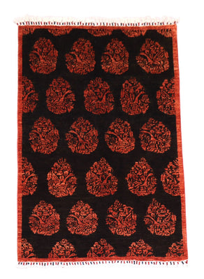 Tapis afghan - 180 x 127 cm - rouge foncé