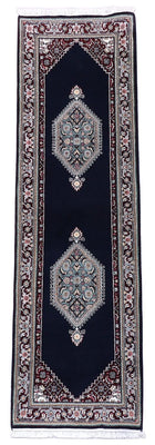 Tapis de couloir Tapis persan - Bidjar - 253 x 79 cm - bleu foncé