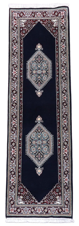 Tapis de couloir Tapis persan - Bidjar - 253 x 79 cm - bleu foncé
