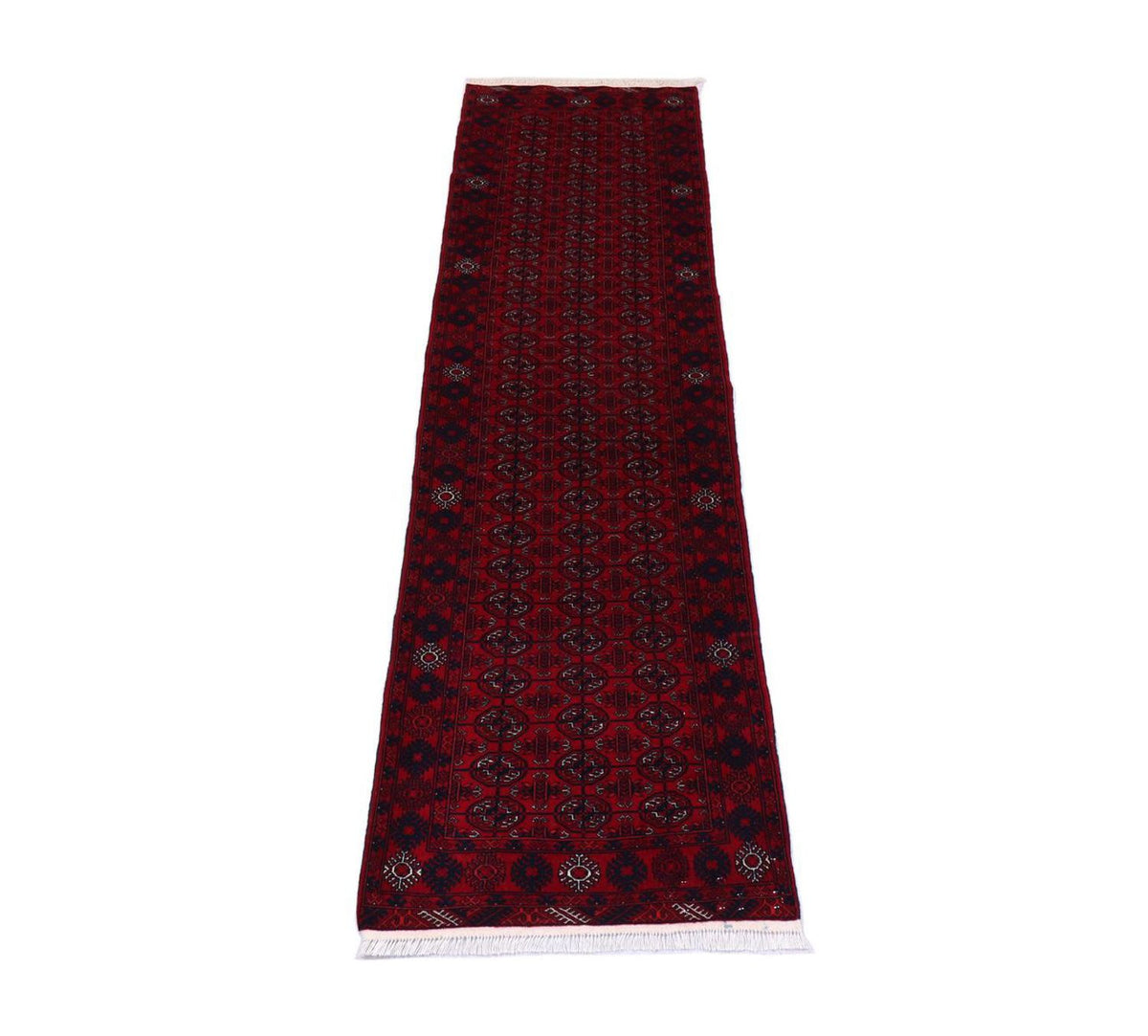 Tapis de couloir Tapis afghan - 278 x 83 cm - rouge foncé