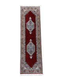 Tapis de couloir Tapis persan - Bidjar - 247 x 72 cm - rouge foncé