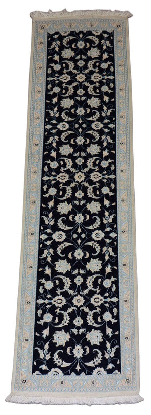Tapis de couloir Tapis persan - Nain - 300 x 84 cm - bleu foncé