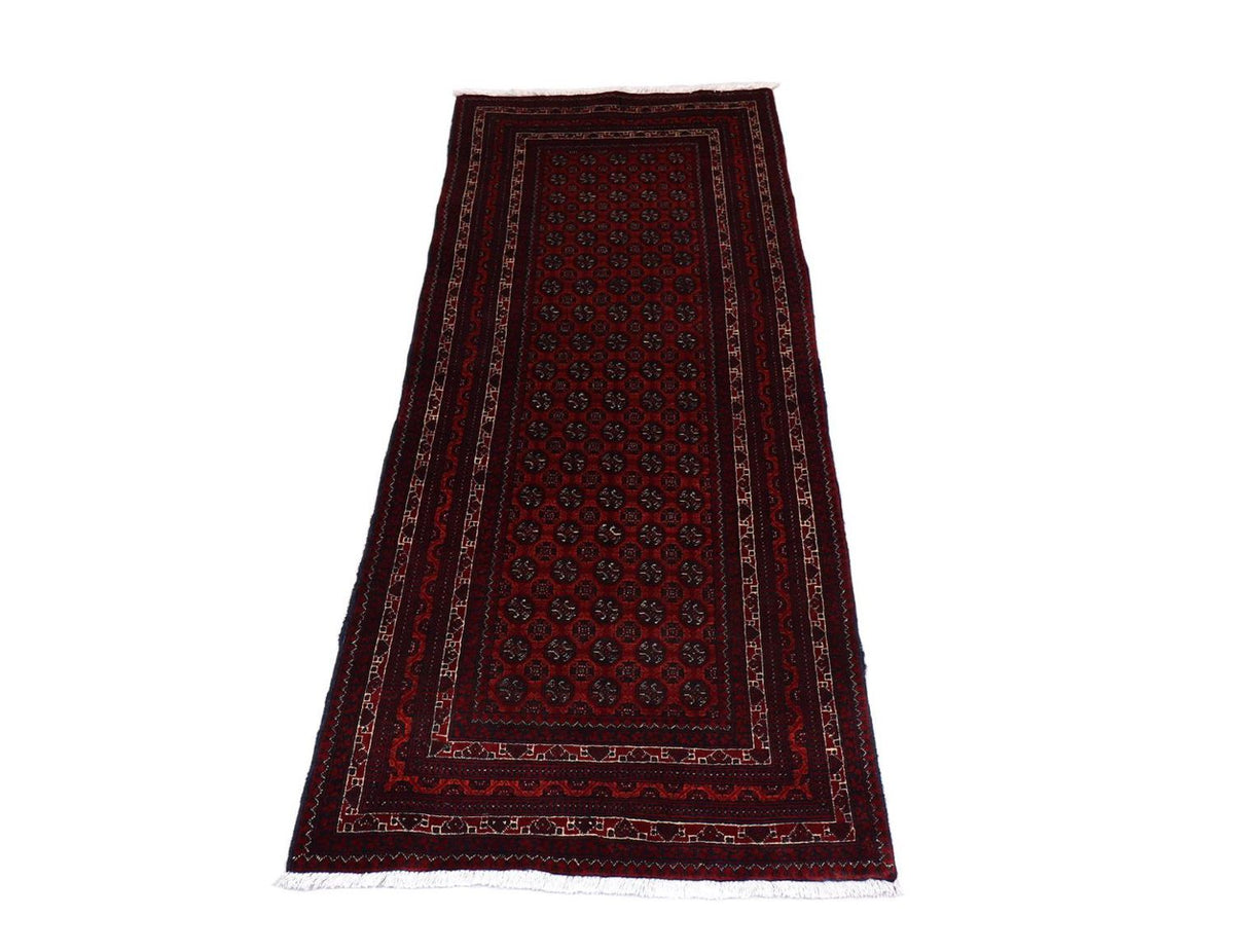 Tapis de couloir Tapis afghan - 196 x 79 cm - rouge foncé