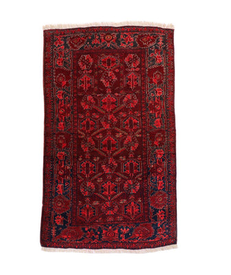 Tapis afghan - 119 x 76 cm - rouge foncé