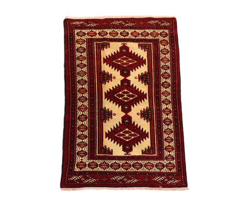Tapis afghan - 127 x 89 cm - rouge foncé