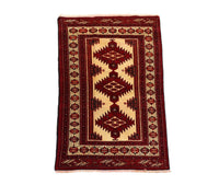 Tapis afghan - 127 x 89 cm - rouge foncé