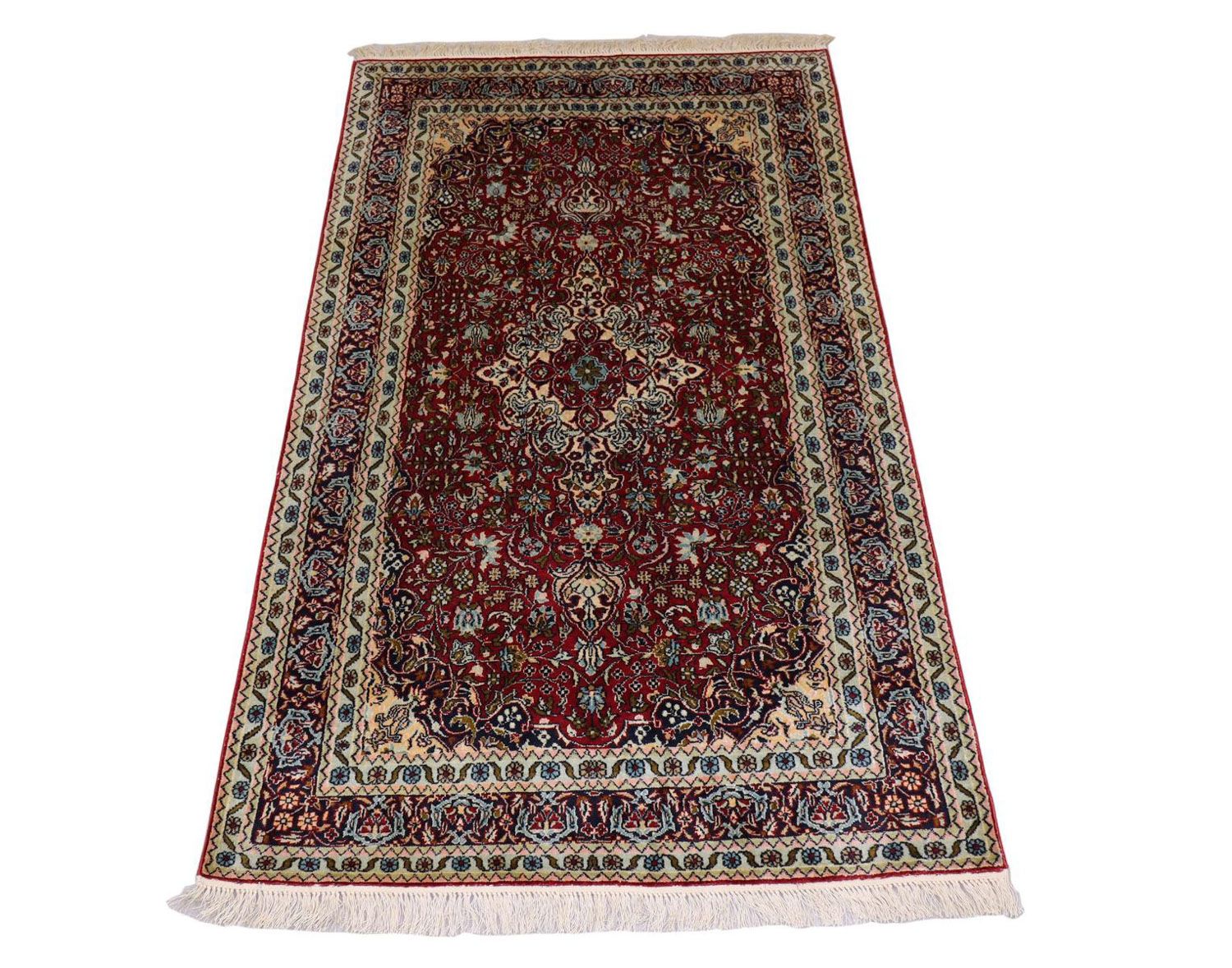Tapis en soie - Soie du Cachemire - 150 x 90 cm - rouge foncé