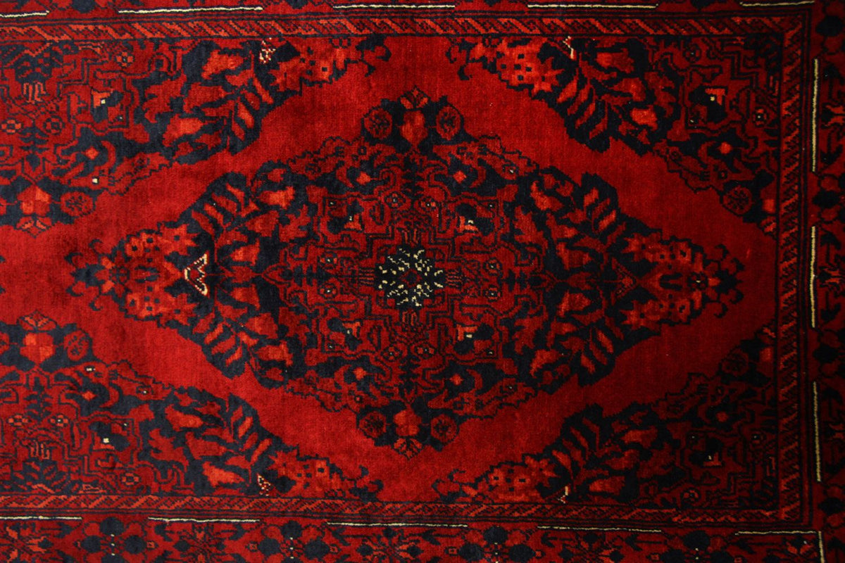 Tapis de couloir Tapis afghan - 287 x 77 cm - rouge