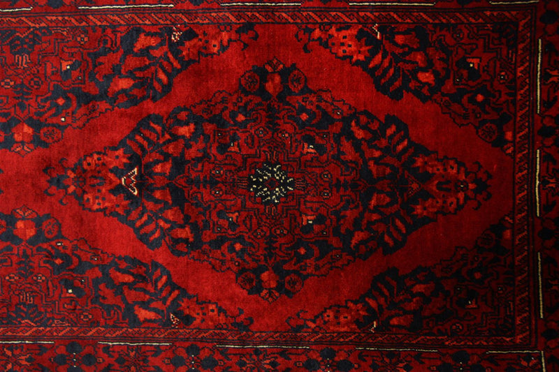 Tapis de couloir Tapis afghan - 287 x 77 cm - rouge