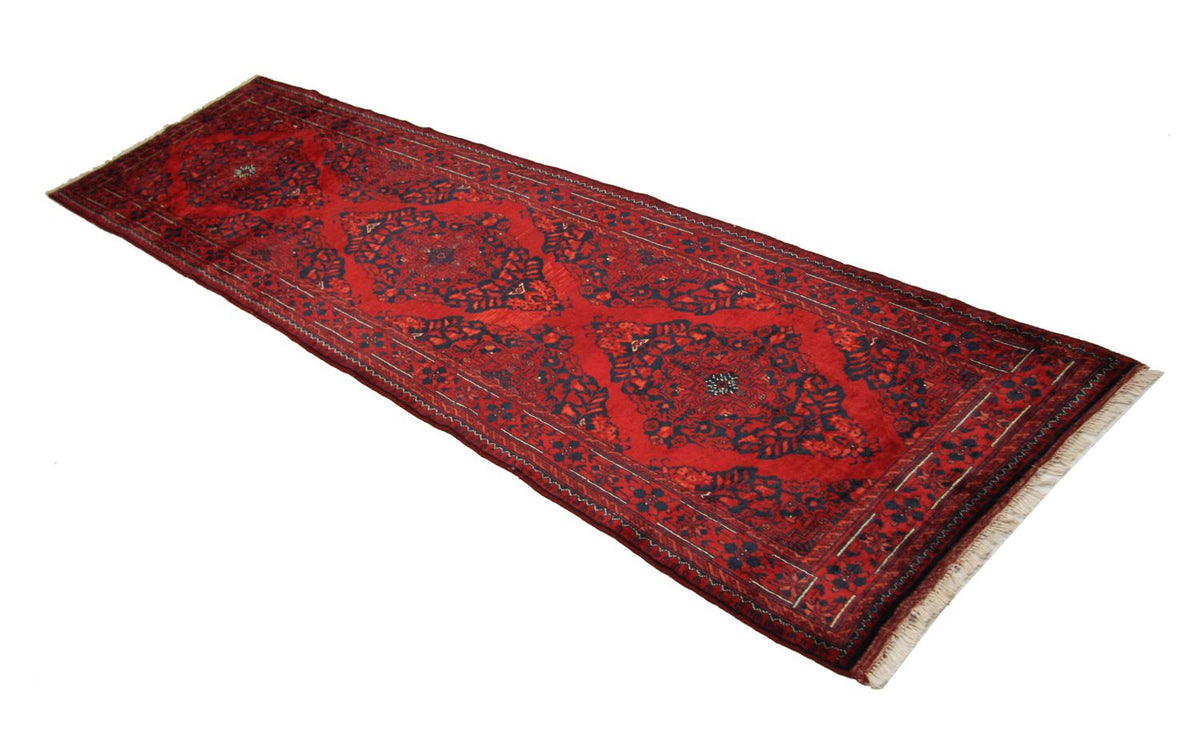 Tapis de couloir Tapis afghan - 287 x 77 cm - rouge