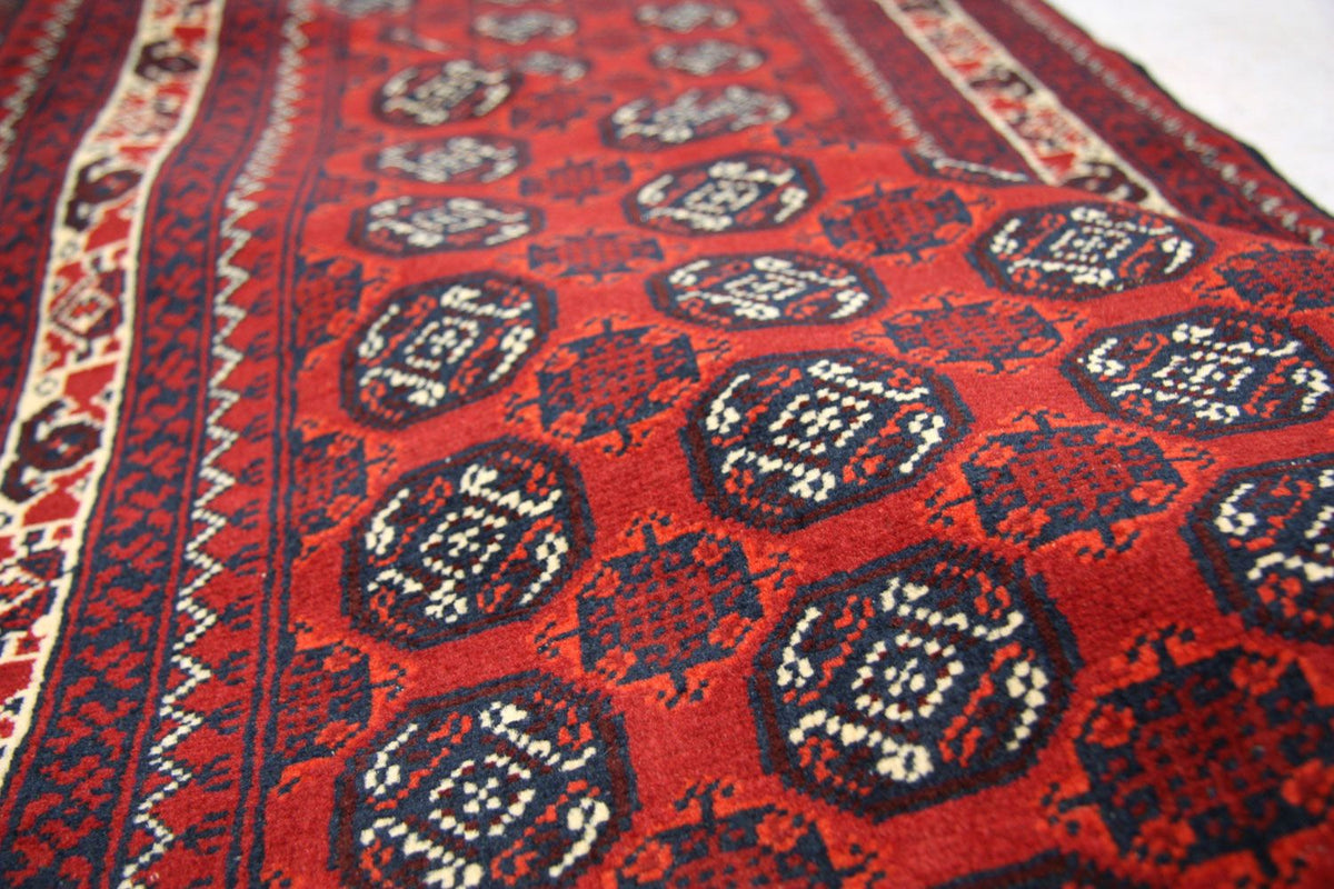 Tapis de couloir Tapis afghan - Boukhara - 258 x 87 cm - rouge