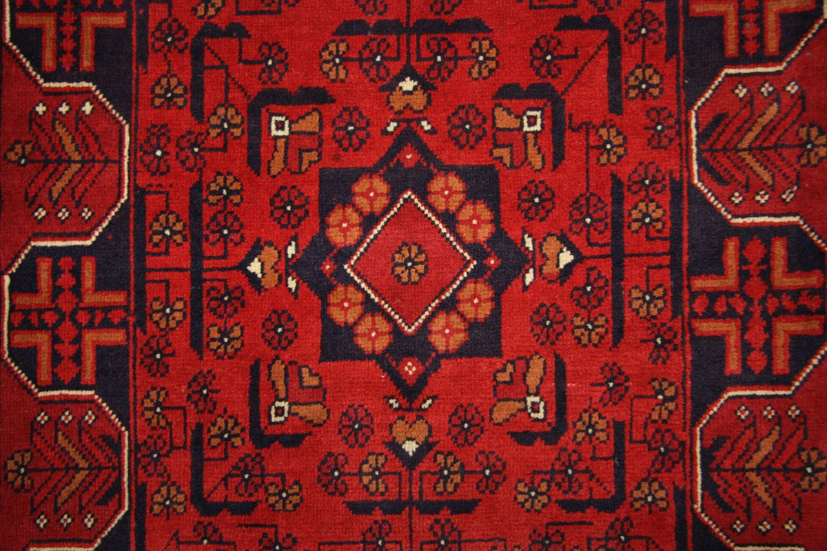 Tapis de couloir Tapis afghan - Kunduz - 286 x 75 cm - rouge