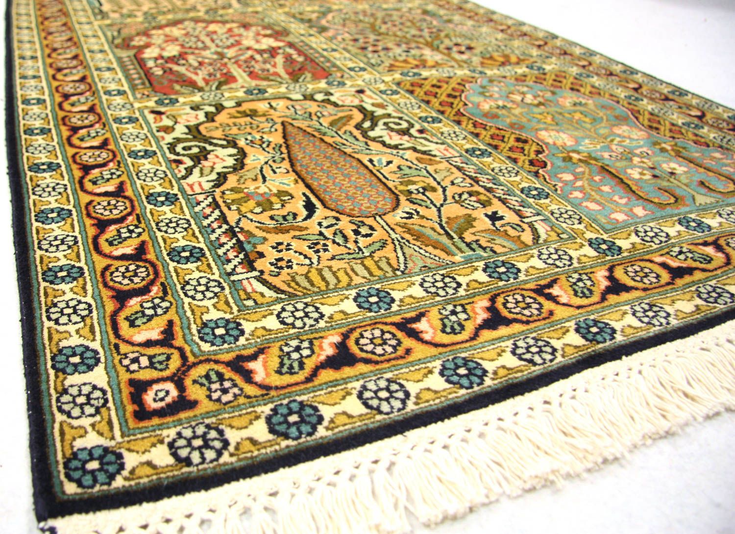 Tapis de couloir Tapis en soie - Soie du Cachemire - 298 x 82 cm - multicolore