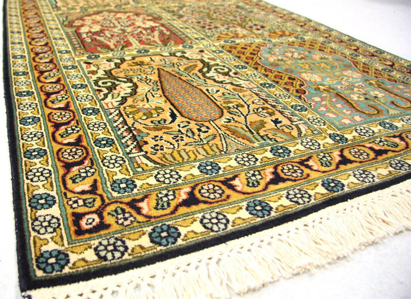 Tapis de couloir Tapis en soie - Soie du Cachemire - 298 x 82 cm - multicolore