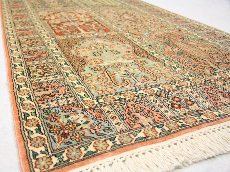 Tapis de couloir Tapis en soie - Soie du Cachemire - 292 x 79 cm - marron