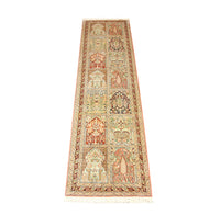 Tapis de couloir Tapis en soie - Soie du Cachemire - 307 x 78 cm - multicolore