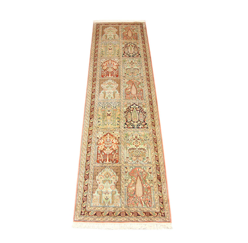 Tapis de couloir Tapis en soie - Soie du Cachemire - 307 x 78 cm - multicolore