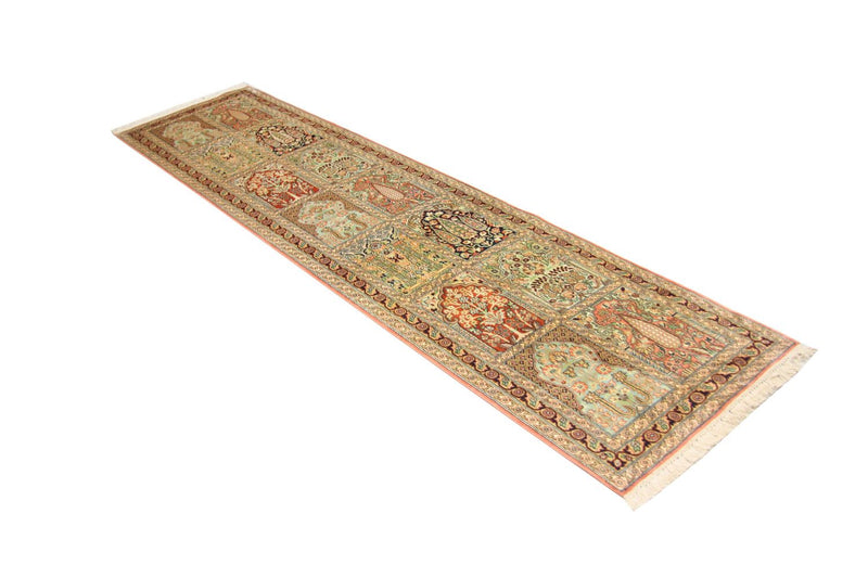 Tapis de couloir Tapis en soie - Soie du Cachemire - 307 x 78 cm - multicolore