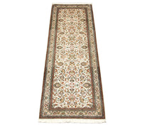 Tapis de couloir Tapis en soie - Soie du Cachemire - 250 x 80 cm - beige