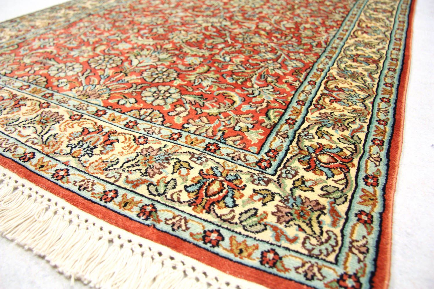 Tapis de couloir Tapis en soie - Soie du Cachemire - 292 x 78 cm - orange