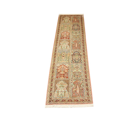 Tapis de couloir Tapis en soie - Soie du Cachemire - 305 x 79 cm - marron
