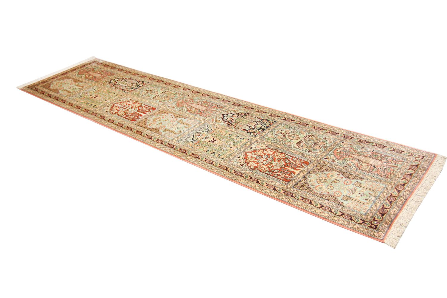 Tapis de couloir Tapis en soie - Soie du Cachemire - 305 x 79 cm - marron