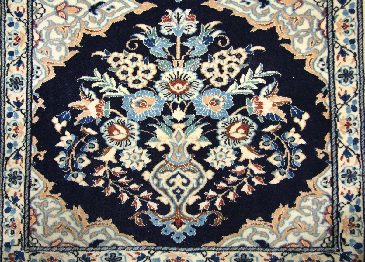 Tapis persan - Nain - 75 x 50 cm - bleu