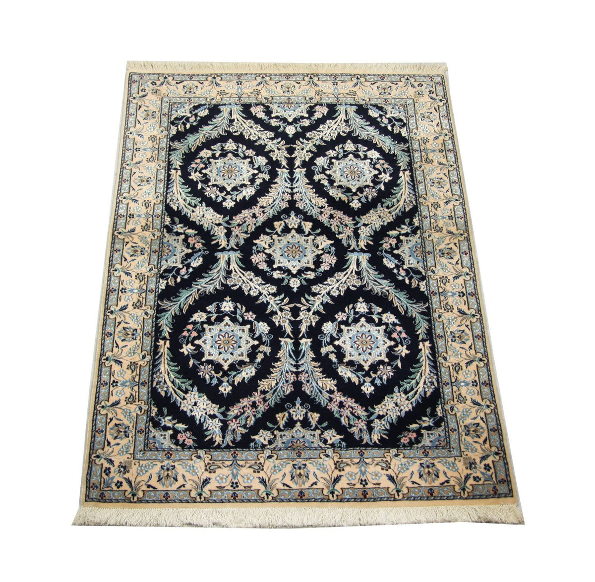 Tapis persan - Nain - 145 x 96 cm - bleu foncé