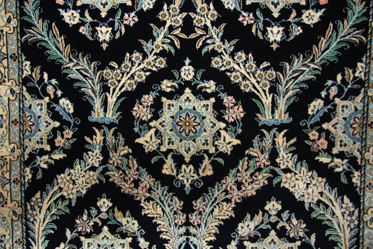Tapis persan - Nain - 145 x 96 cm - bleu foncé