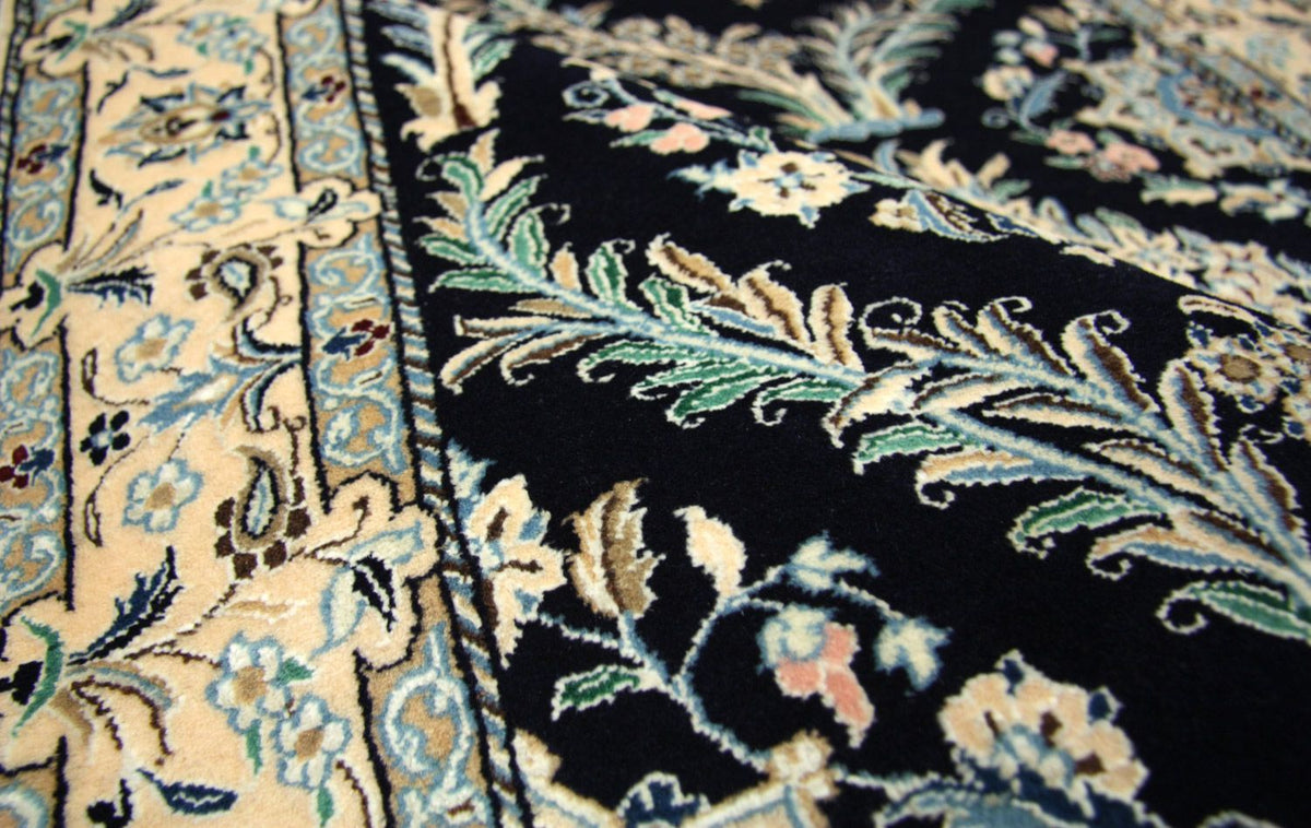 Tapis persan - Nain - 145 x 96 cm - bleu foncé