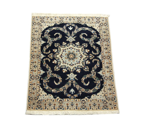 Tapis persan - Nain - Premium - 114 x 83 cm - bleu foncé
