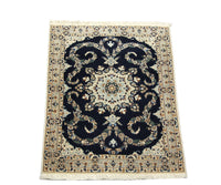 Tapis persan - Nain - Premium - 114 x 83 cm - bleu foncé