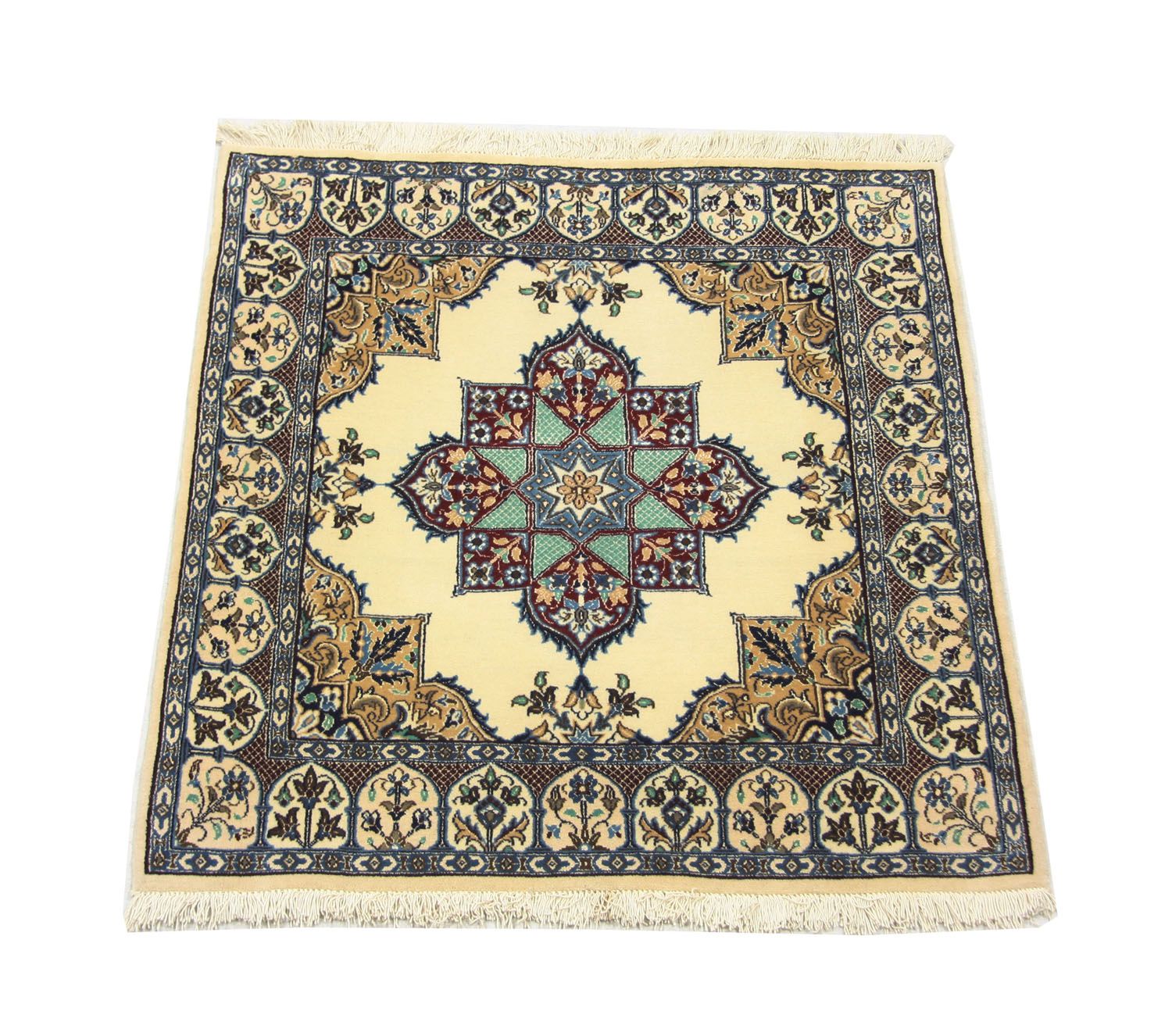 Tapis persan - Nain carré  - 105 x 97 cm - blanc naturel